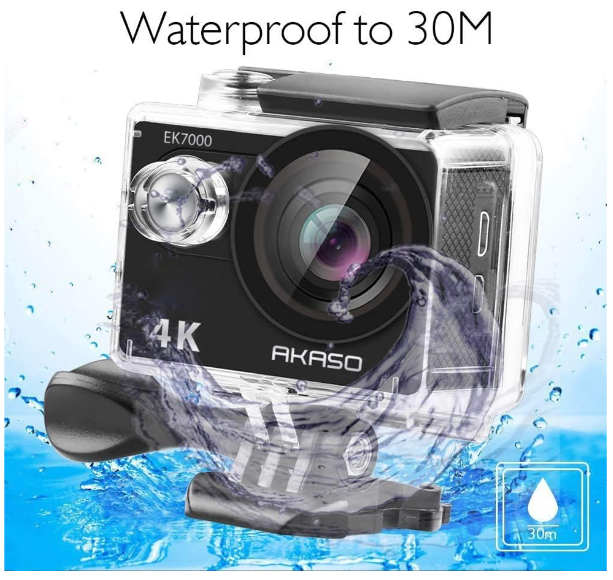 AKASO EK7000 Pro Action Cam 4K 20MP WiFi 40M Underwater Camera Waterproof Ultra HD Touchscreen Adjustable Wide Angle Ice Action Cam with 2.4G Remote Control and 25 Accessories Kit