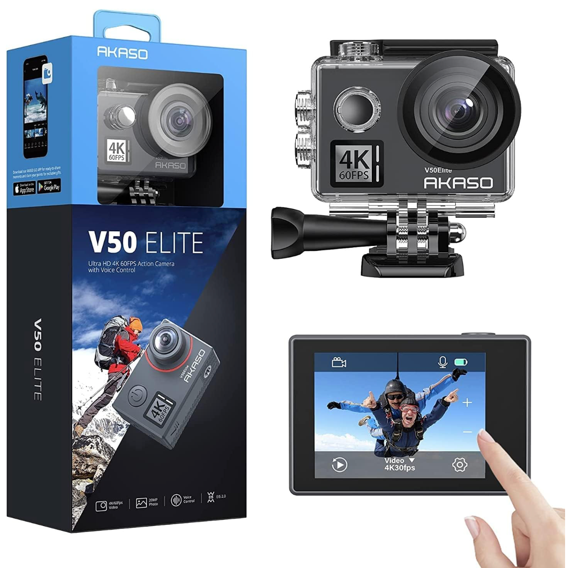 AKASO V50 Elite 4K Action Cam Sport Unterwasserkamera mit Zubehörpaket