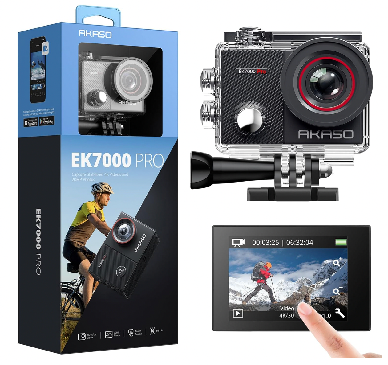 AKASO EK7000 Pro Action Cam 4K 40M Unterwasserkamera Wasserdicht