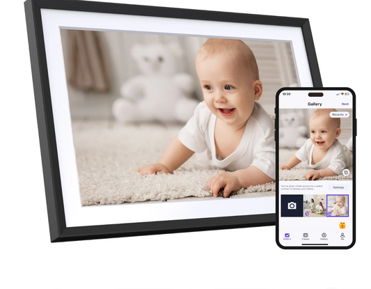 Dragon Touch10,1 Zoll WLAN Digitaler Bilderrahmen, 1280x800 HD IPS Touchscreen Fotorahmen Elektronisch, 32GB Speicher, Automatische Drehung, Unterstützt Micro SD Karte, Bilder und Videos Sofort Teilen