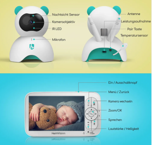 HeimVision HM136 Babyphone mit Kamera 5-Zoll-LCD HD 780P-Video