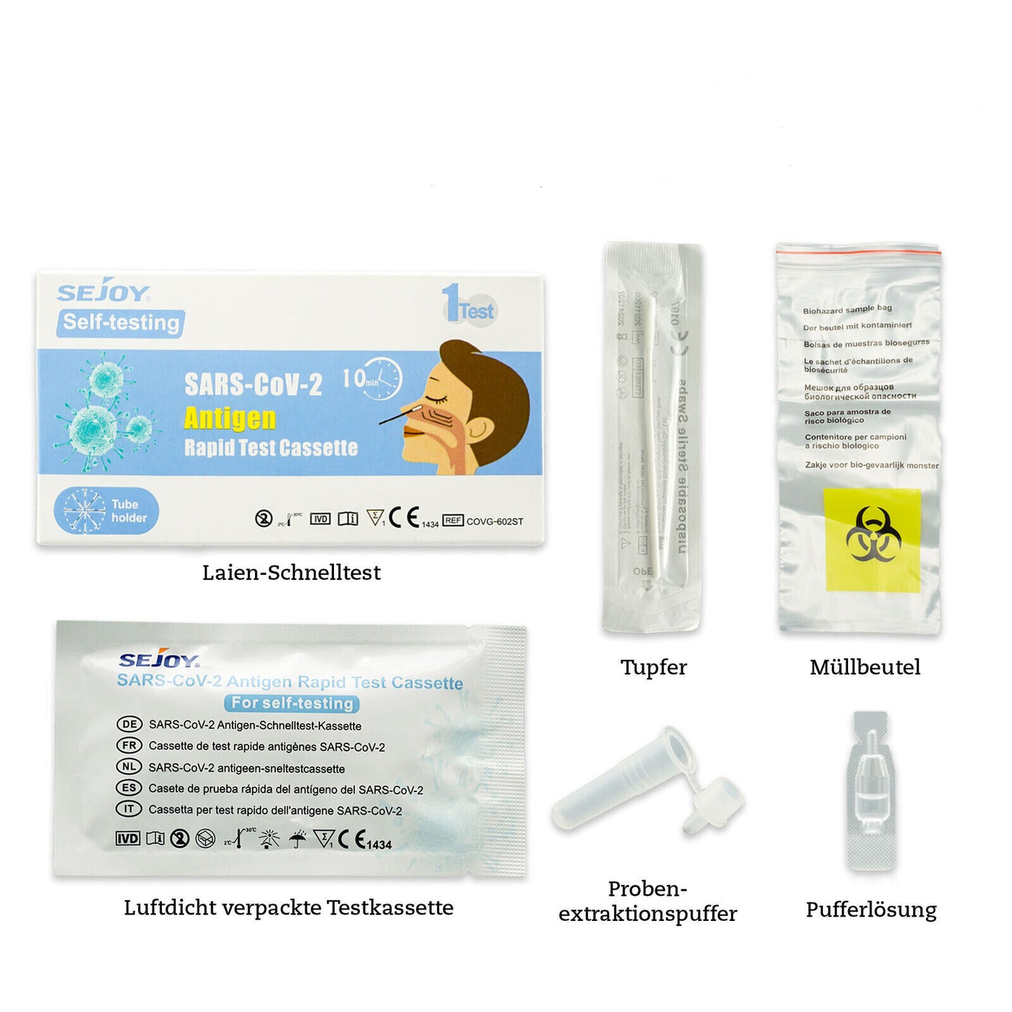 500 STK SEJOY Laientest Corona Schnelltest Antigen Nasal Selbsttest Covid-19 1er Packung