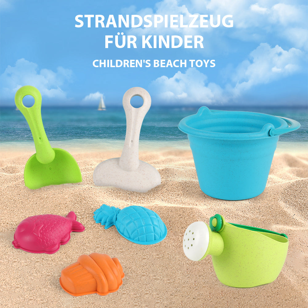 BEKAH Kinder Sandspielzeug Strandspielzeug für  3 4 5 6 7 Junge Mädchen 7in1 Sand Toys Set Enthält Sandschaufel Eimer Sand Förmchen Set Gießkanne